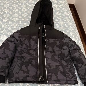 Kids Black Camo Puffer Jacket
